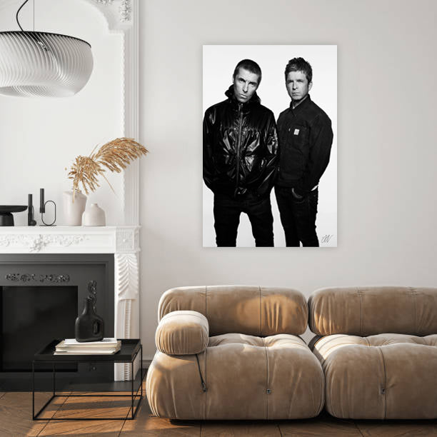 Liam & Noel Gallagher — Black & White Portrait Canvas