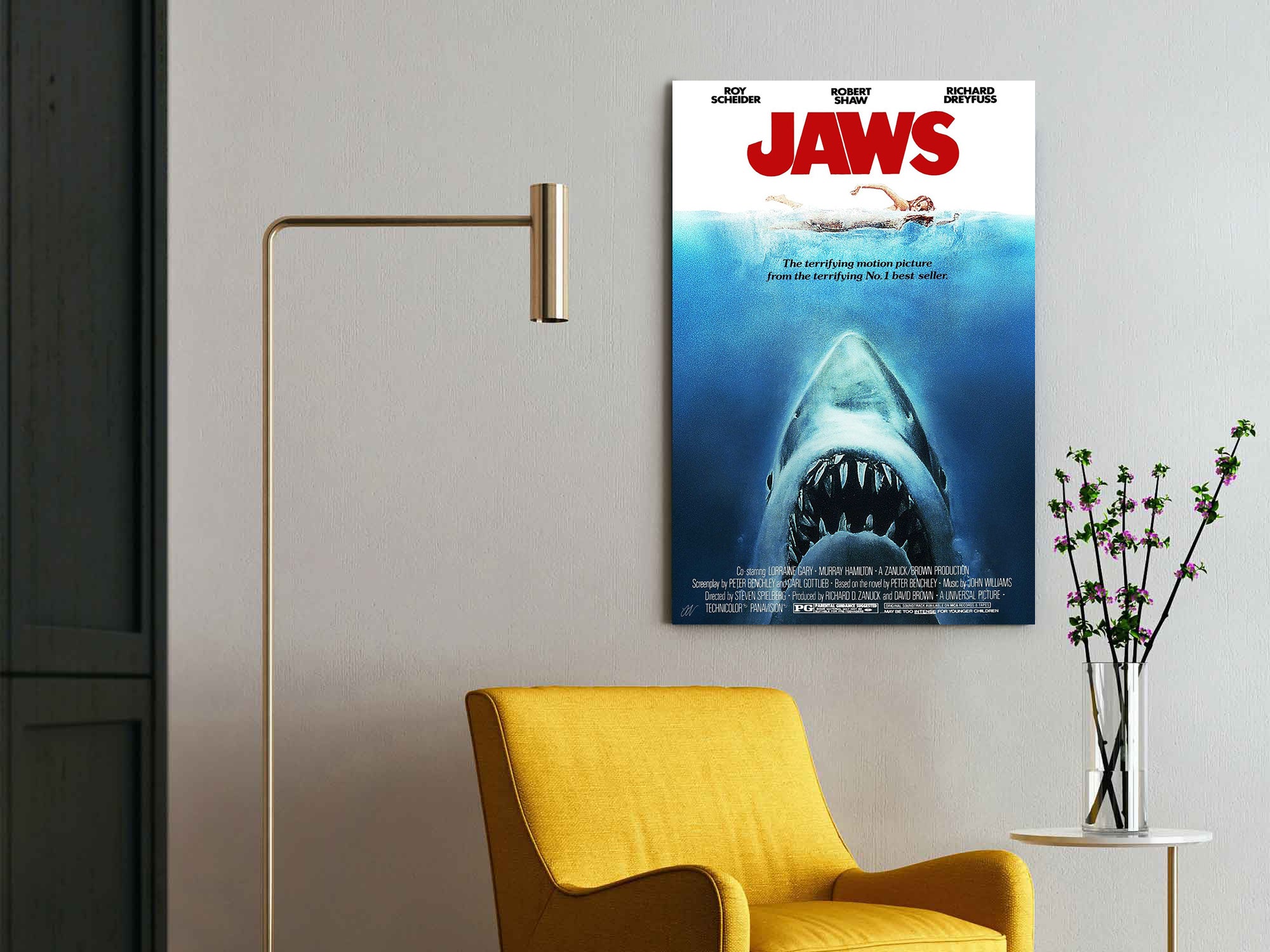 Jaws | Steven Spielberg Classic Movie Poster Box Canvas Print