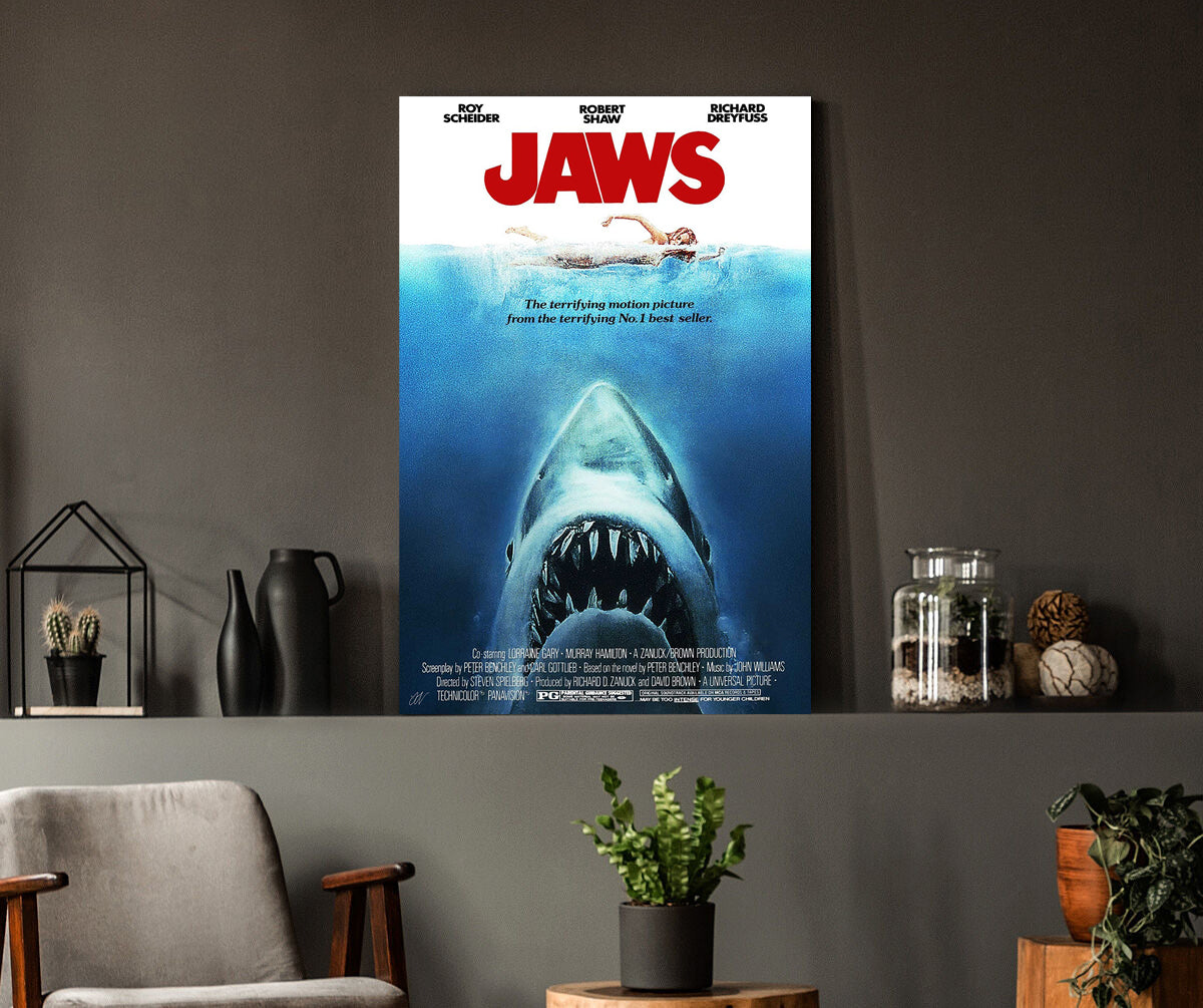 Jaws | Steven Spielberg Classic Movie Poster Box Canvas Print