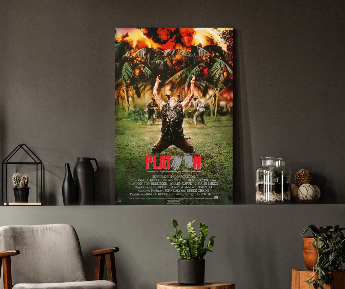 Platoon | Charlie Sheen & Willem Dafoe Oliver Stone Movie Poster Box Canvas Print