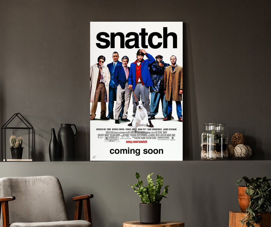 Snatch | Guy Ritchie, Brad Pitt & Jason Statham Movie Poster Box Canvas Print