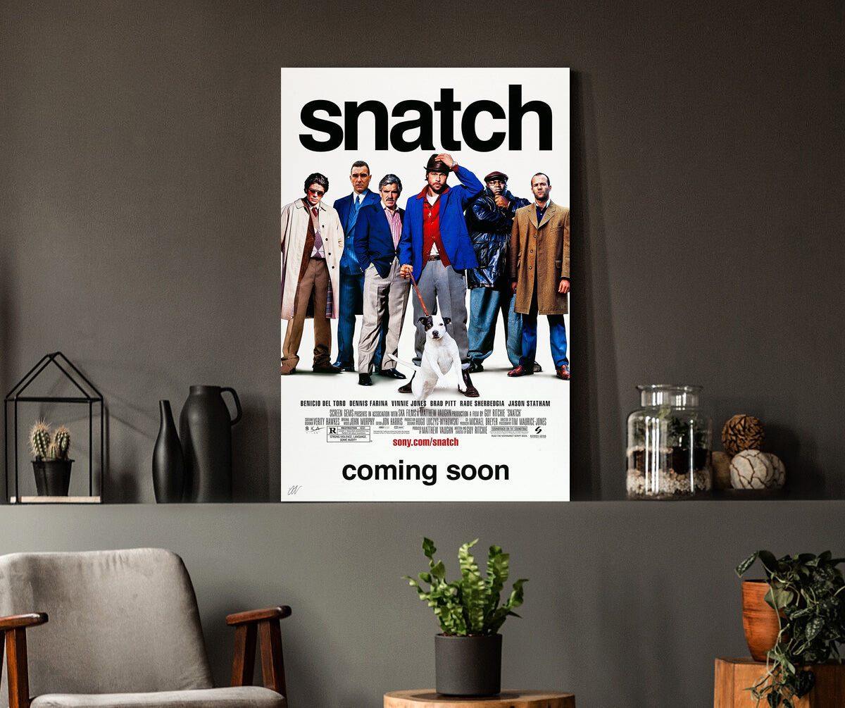 Snatch | Guy Ritchie, Brad Pitt & Jason Statham Movie Poster Box Canvas Print