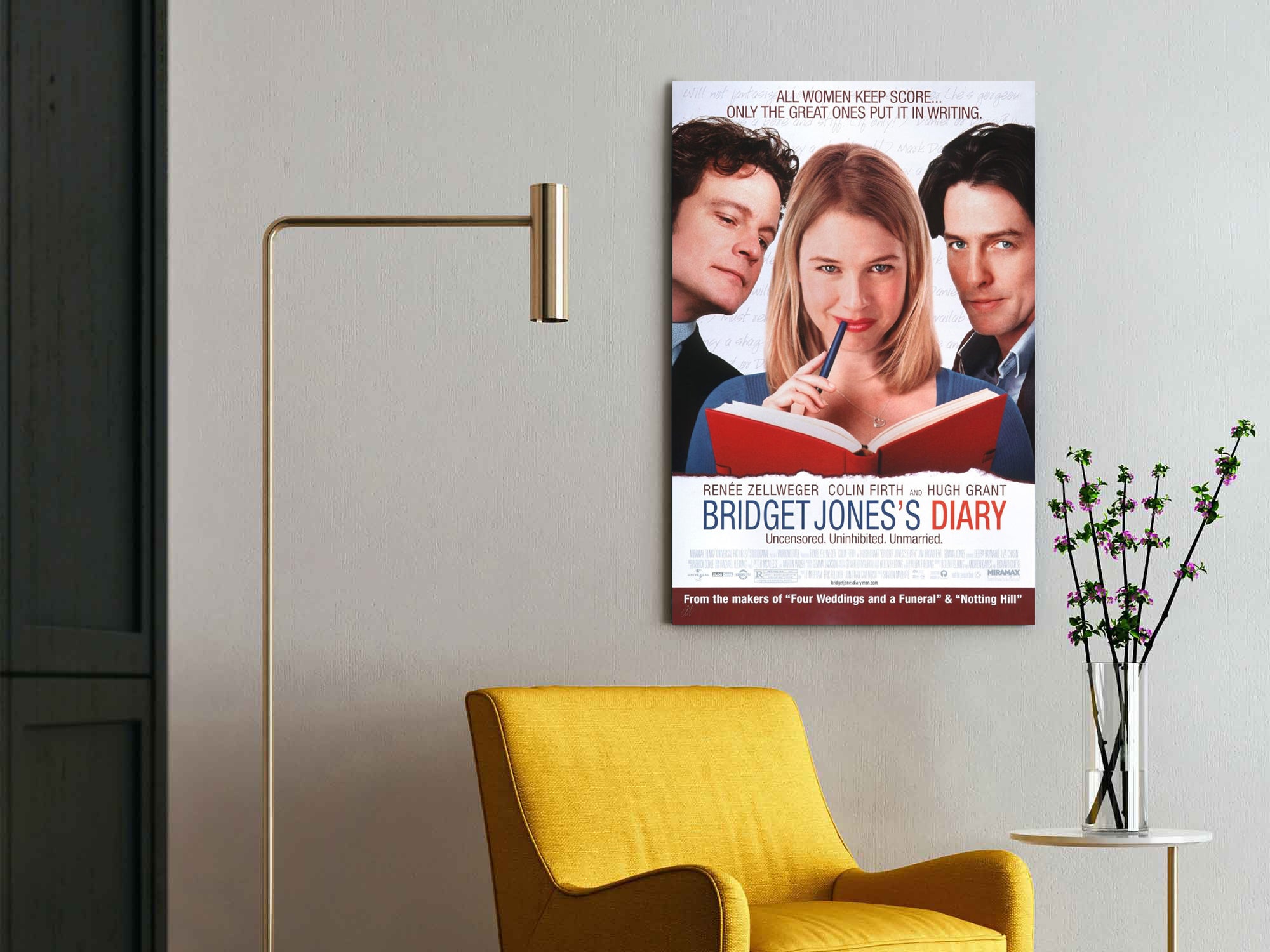 Bridget Jones's Diary | Renée Zellweger, Colin Firth & Hugh Grant Movie Poster Box Canvas Print