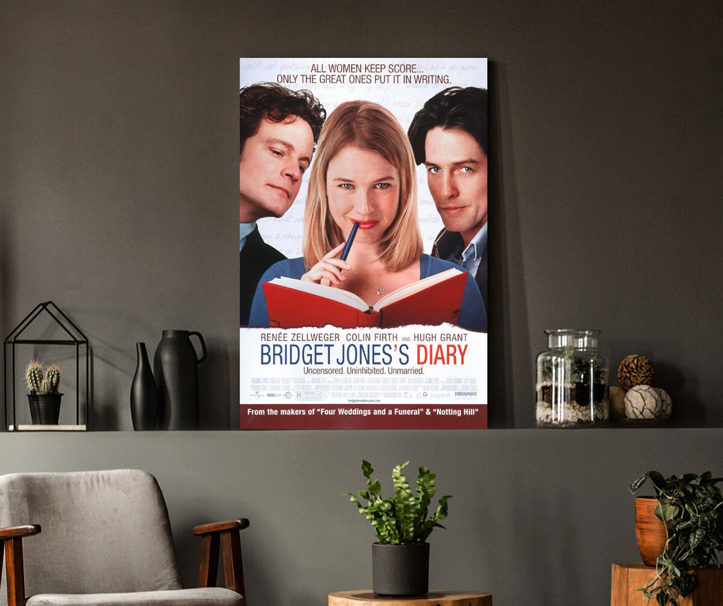 Bridget Jones's Diary | Renée Zellweger, Colin Firth & Hugh Grant Movie Poster Box Canvas Print