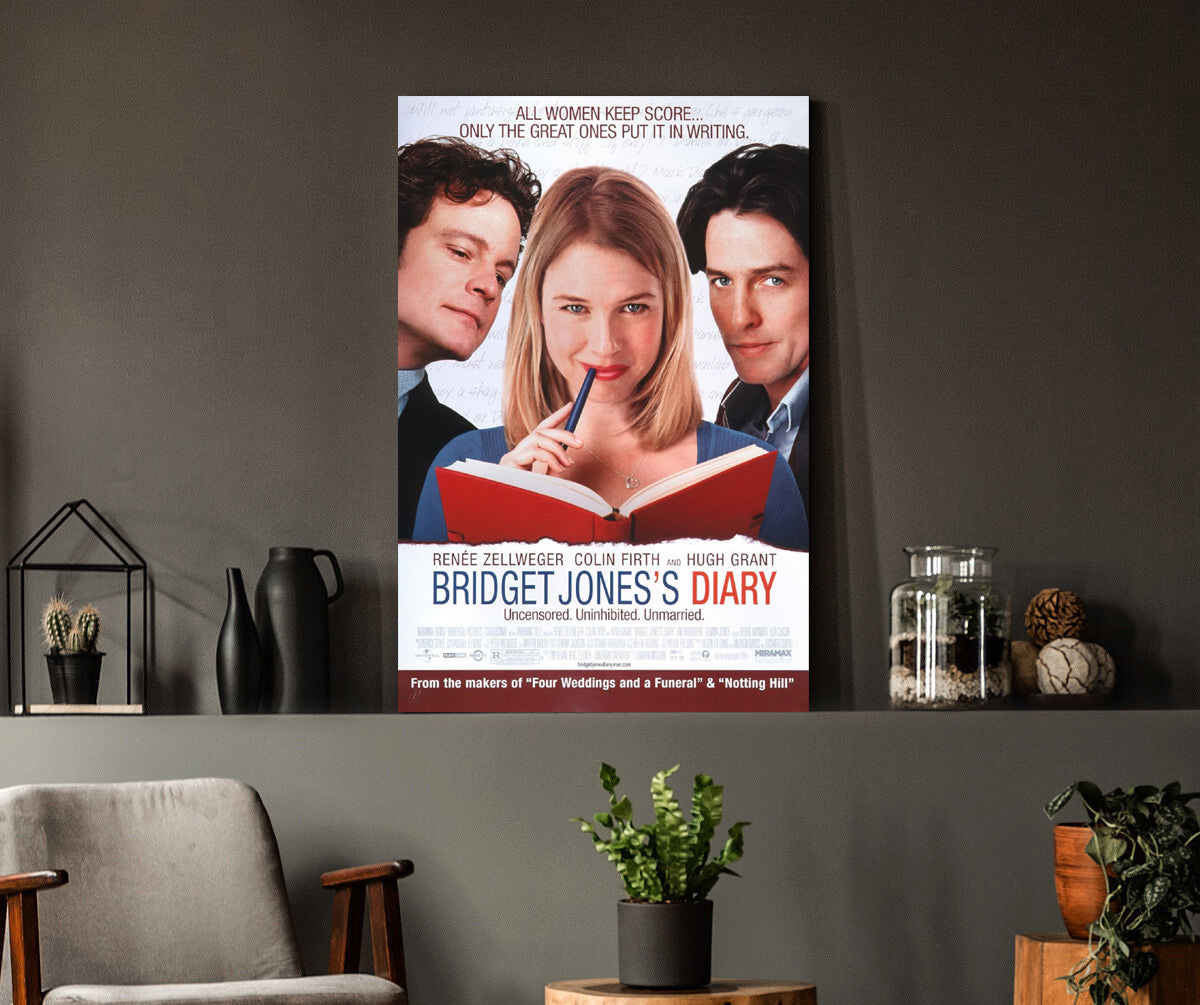 Bridget Jones's Diary | Renée Zellweger, Colin Firth & Hugh Grant Movie Poster Box Canvas Print